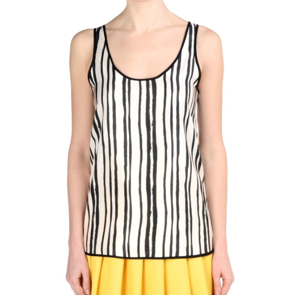 Yoox 8 brand silk black and white striped tank top sz S